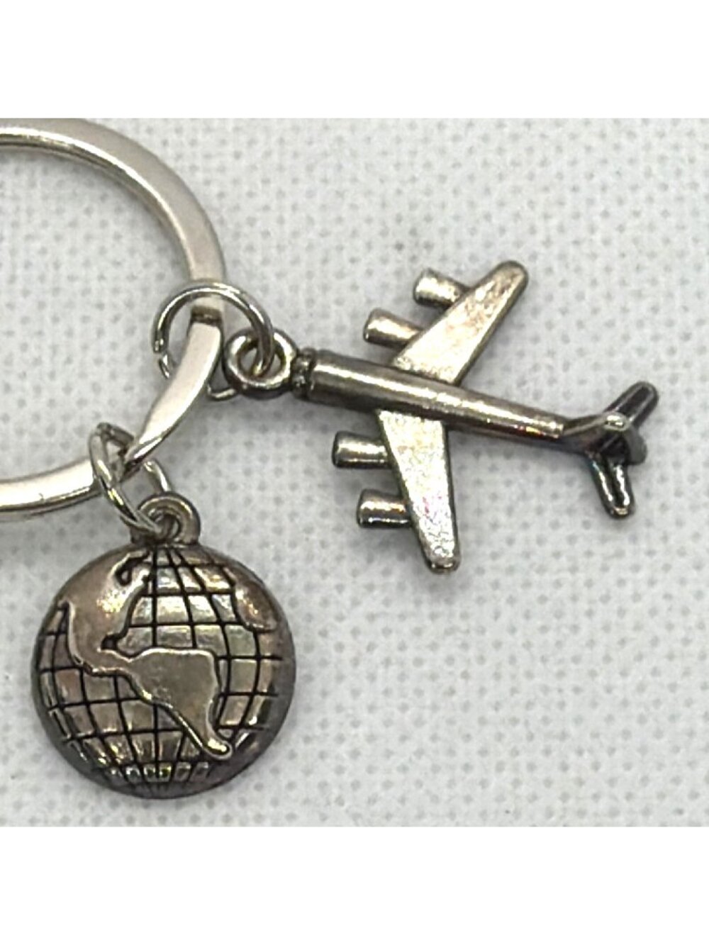 Traveler Keychain World Map Globe Airplane Passport Pilot Flight Attendant Gift - Picture 3 of 9